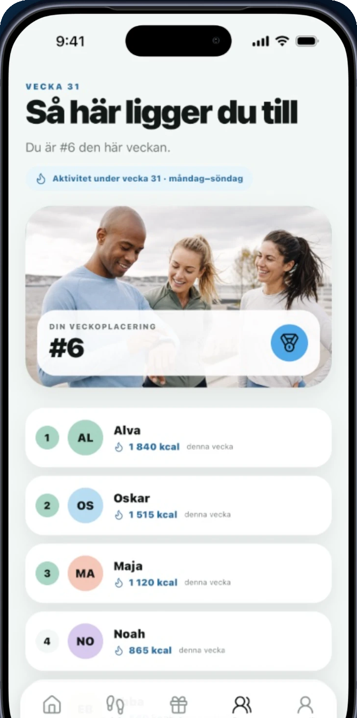 Följ vänner i Movato-appen